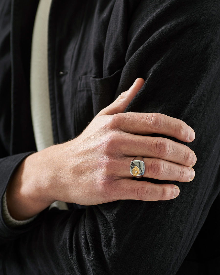 Heren | Sieraden | Tom Wood | Mined Ring Large Diamond Silver