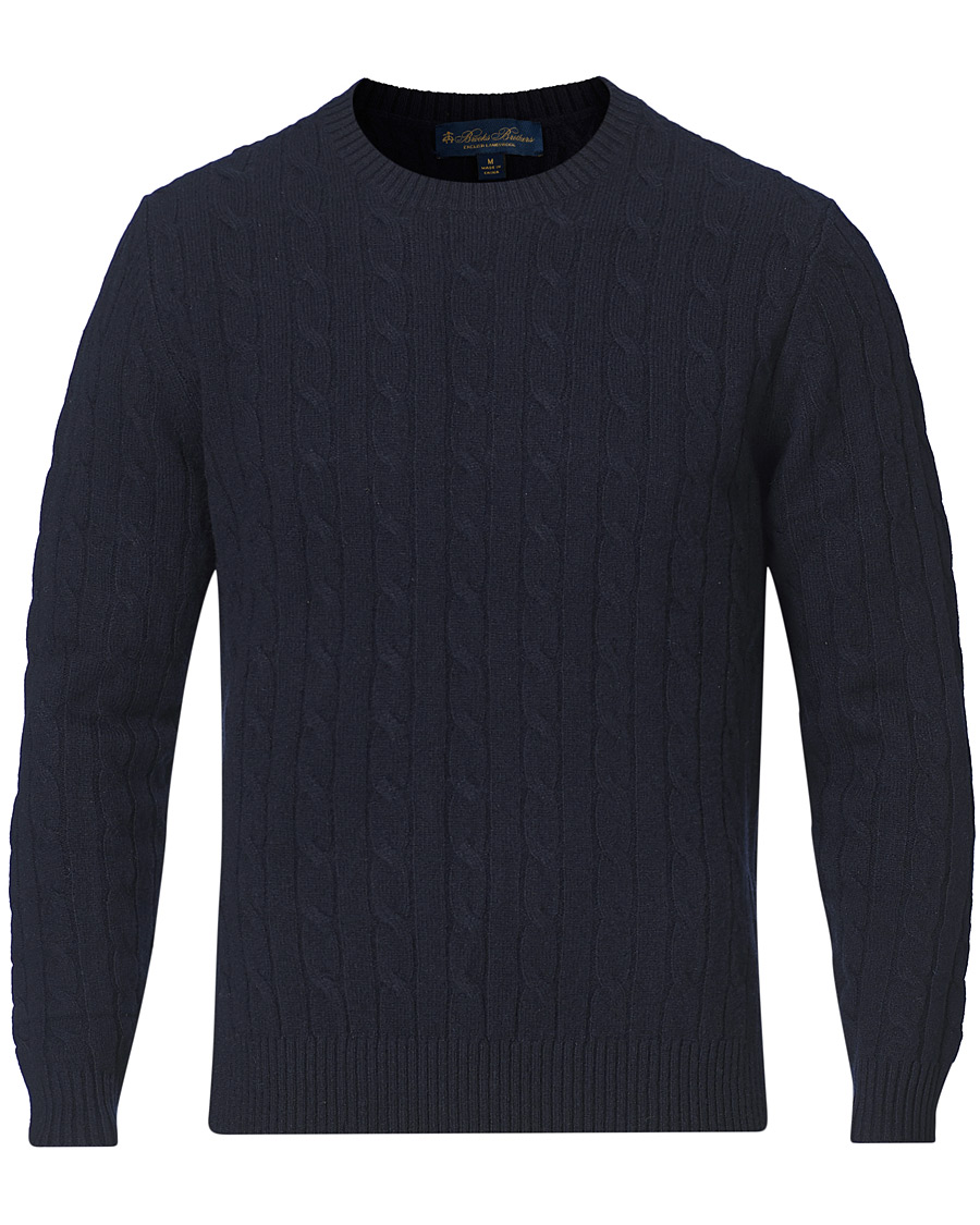Heren | Truien | Brooks Brothers | Lambswool Cable Crew Neck Navy