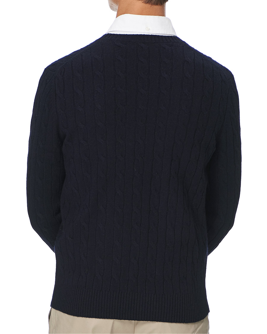 Heren | Truien | Brooks Brothers | Lambswool Cable Crew Neck Navy