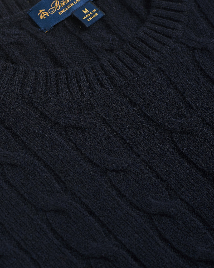 Heren | Truien | Brooks Brothers | Lambswool Cable Crew Neck Navy
