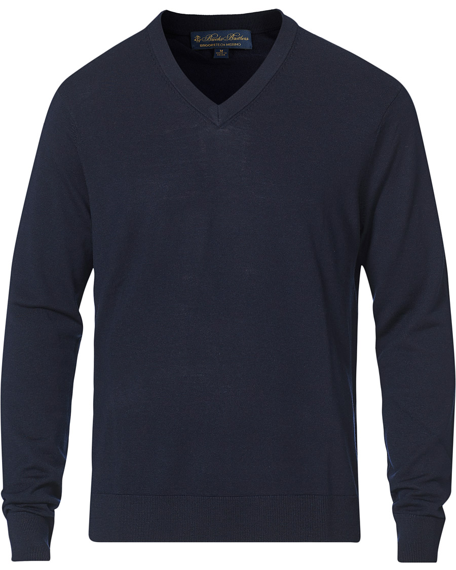 Heren | Truien | Brooks Brothers | Washable Merino Wool V-Neck Navy