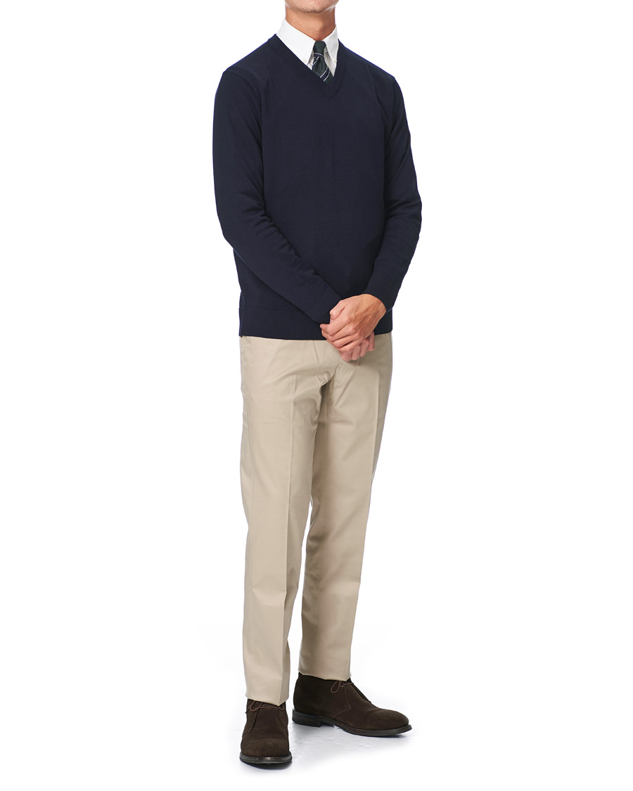 Heren | Truien | Brooks Brothers | Washable Merino Wool V-Neck Navy
