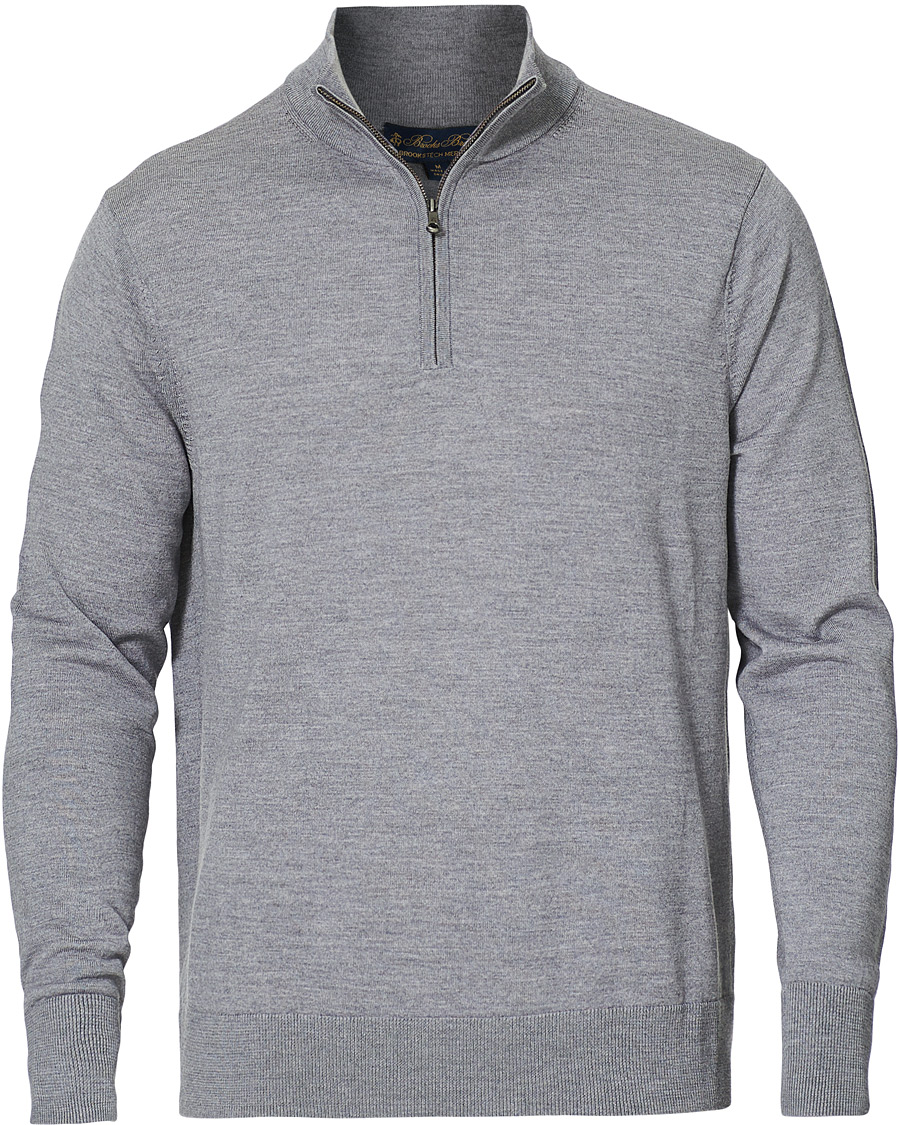 Heren | Truien | Brooks Brothers | Washable Merino Wool Half Zip Heather Grey