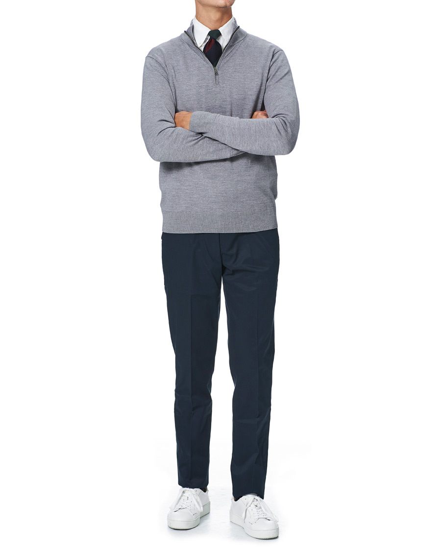 Heren | Truien | Brooks Brothers | Washable Merino Wool Half Zip Heather Grey
