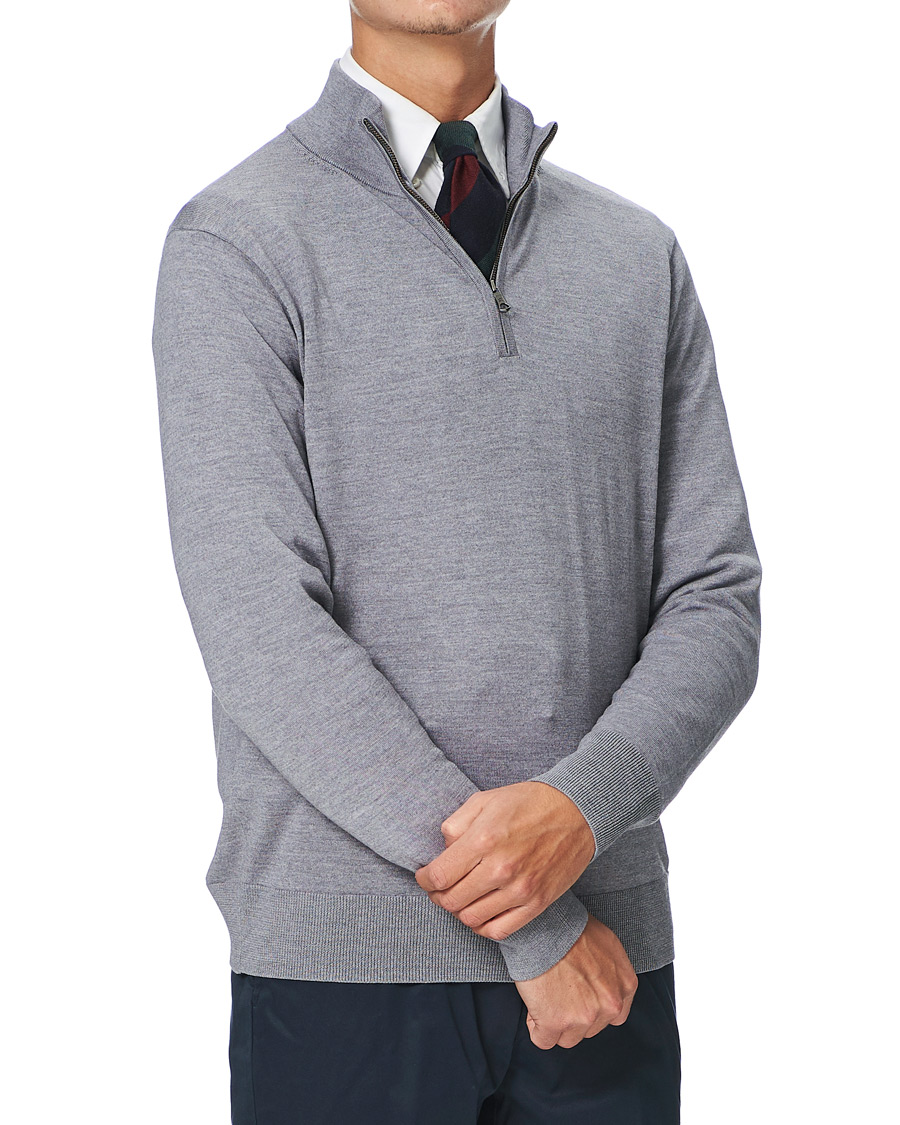 Heren | Truien | Brooks Brothers | Washable Merino Wool Half Zip Heather Grey