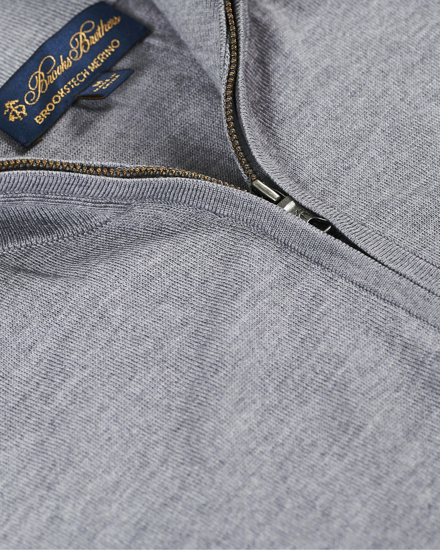 Heren | Truien | Brooks Brothers | Washable Merino Wool Half Zip Heather Grey