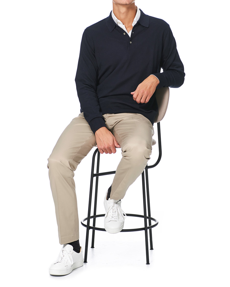 Heren | Truien | Brooks Brothers | Cotton/Silk Knitted Polo Navy