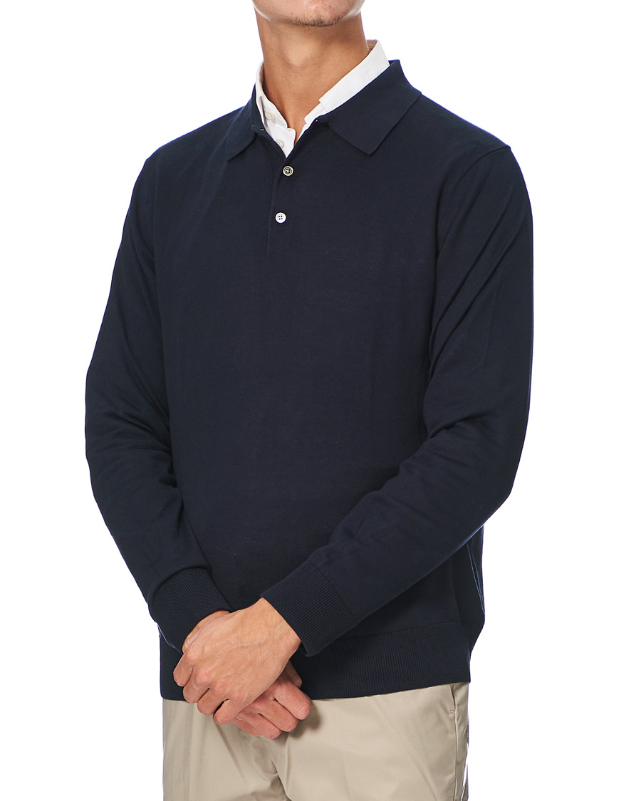 Heren | Truien | Brooks Brothers | Cotton/Silk Knitted Polo Navy