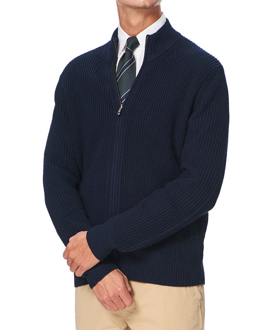 Heren | Truien | Brooks Brothers | Shaker Stitch Full Zip Navy