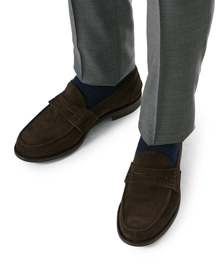 Heren | Church's Pembrey Suede Penny Loafers Dark Brown | Church's | Pembrey Suede Penny Loafers Dark Brown