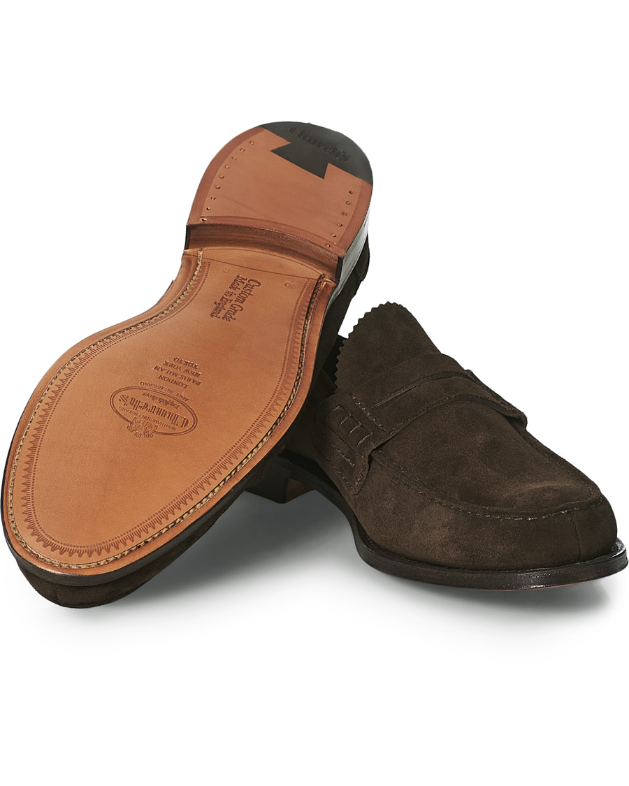 Heren | Church's Pembrey Suede Penny Loafers Dark Brown | Church's | Pembrey Suede Penny Loafers Dark Brown