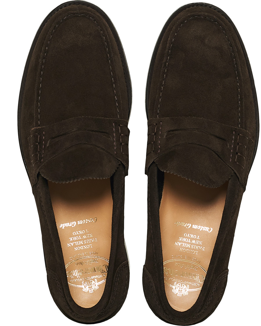 Heren | Church's Pembrey Suede Penny Loafers Dark Brown | Church's | Pembrey Suede Penny Loafers Dark Brown