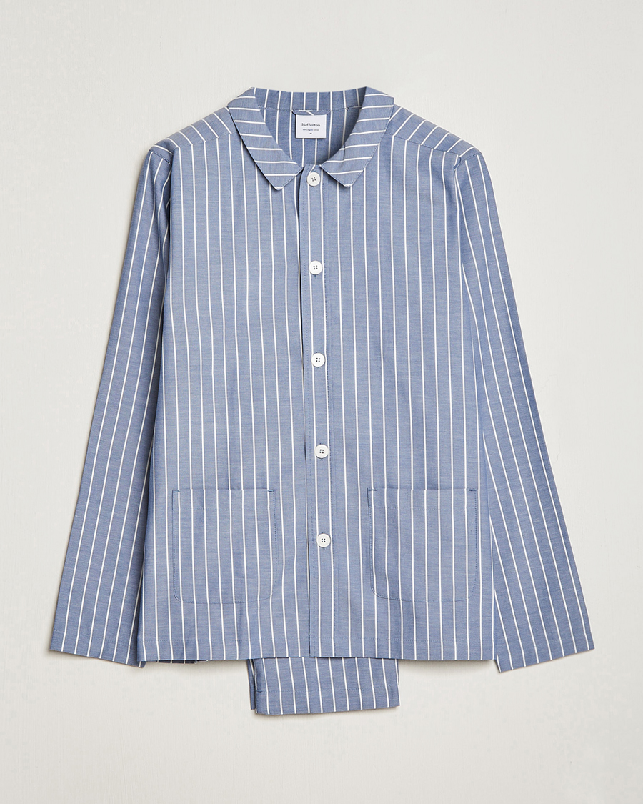 Heren | Pyjama's en gewaden | Nufferton | Uno Mini Stripe Pyjama Set Navy/White