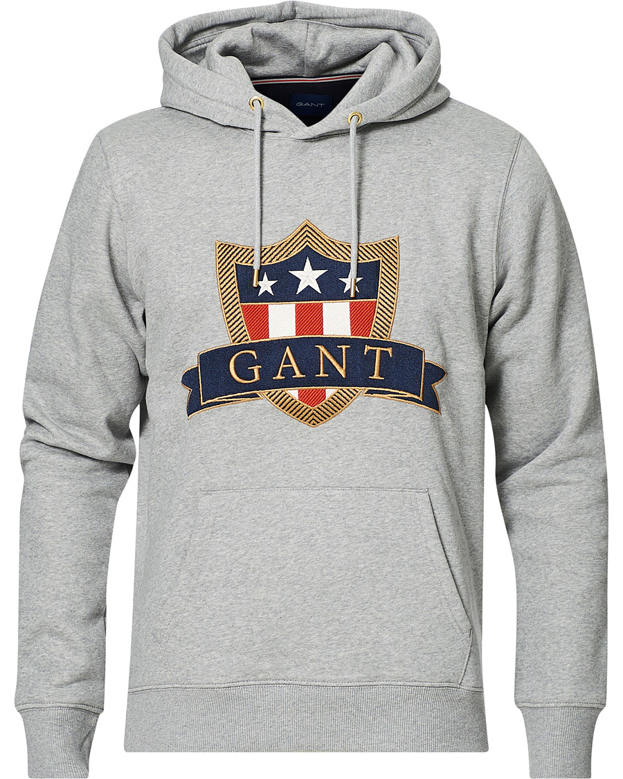 Heren | Truien | GANT | Banner Shield Hoodie Grey Melange