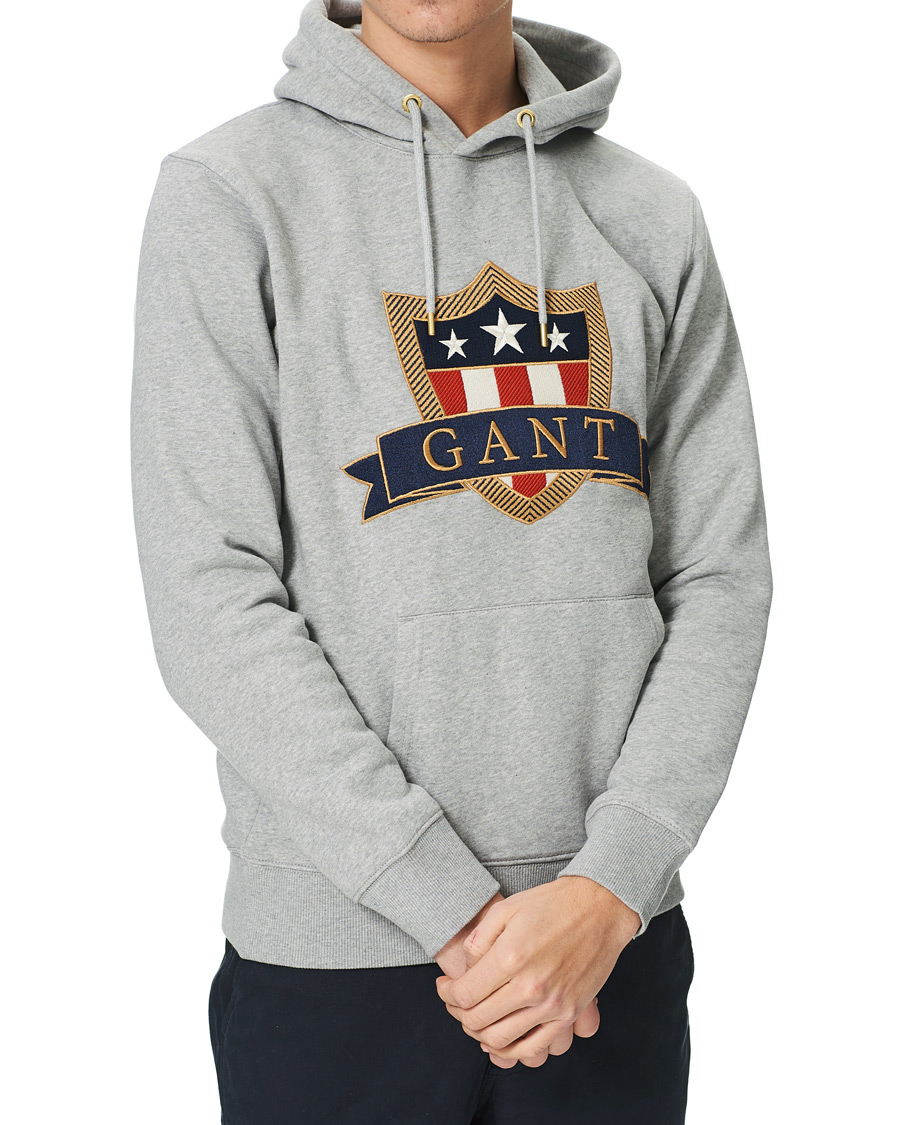 Heren | Truien | GANT | Banner Shield Hoodie Grey Melange