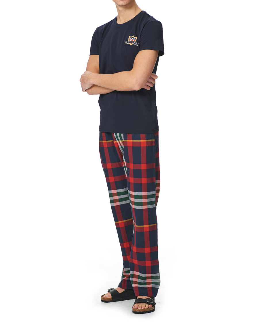Heren | Pyjama's en gewaden | GANT | Tartan Flannel T-shirt Pyjama Set Evening Blue