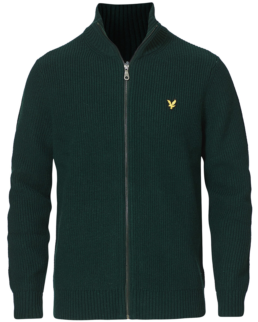 Heren | Truien | Lyle & Scott | Knitted RIB Zip Through Cardigan Dark Green