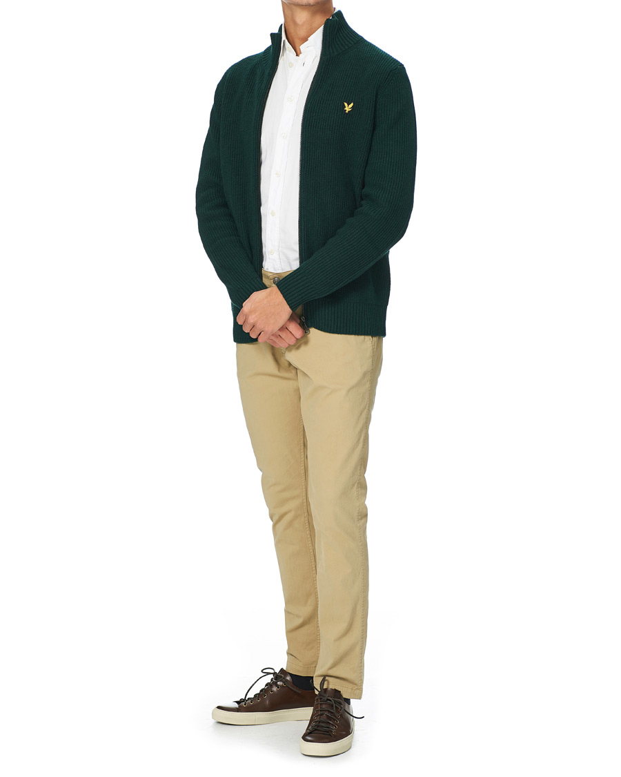 Heren | Truien | Lyle & Scott | Knitted RIB Zip Through Cardigan Dark Green