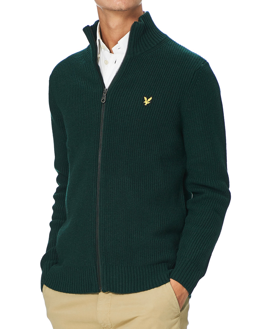 Heren | Truien | Lyle & Scott | Knitted RIB Zip Through Cardigan Dark Green