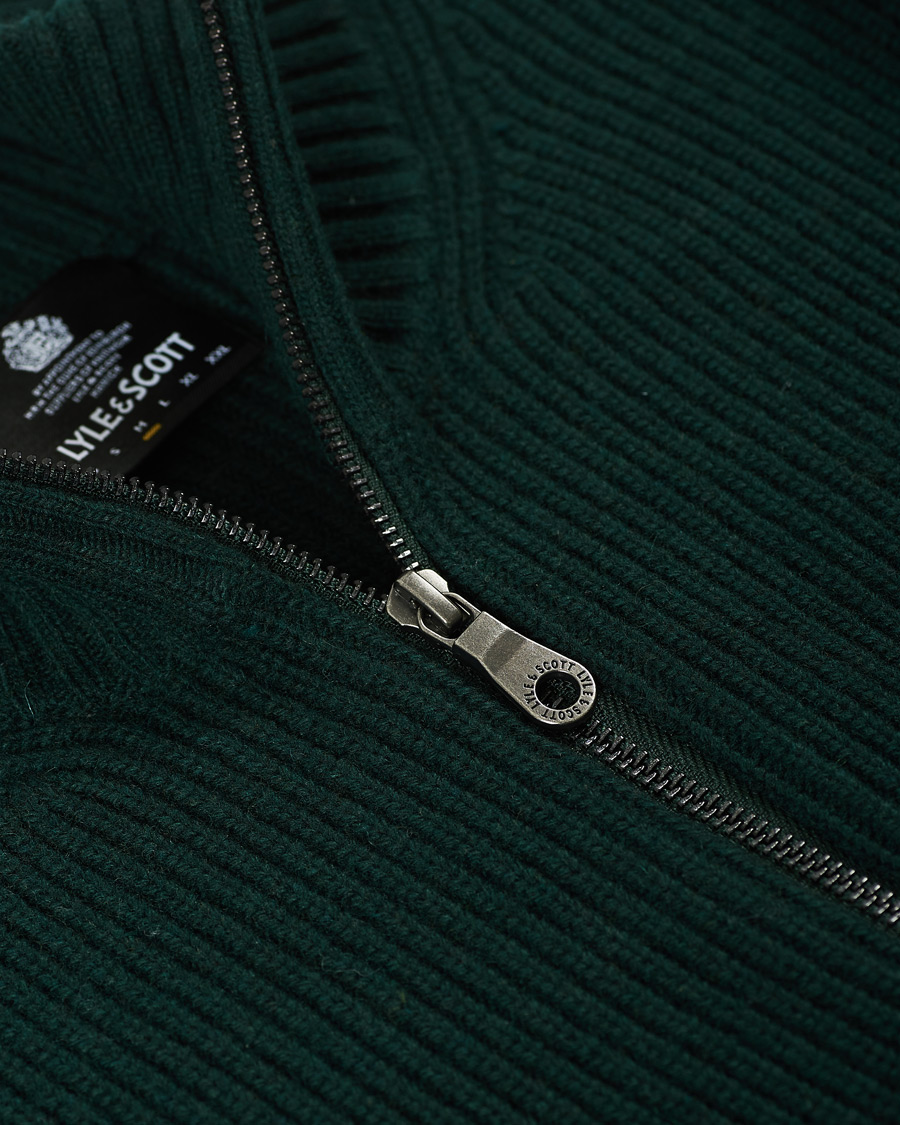 Heren | Truien | Lyle & Scott | Knitted RIB Zip Through Cardigan Dark Green