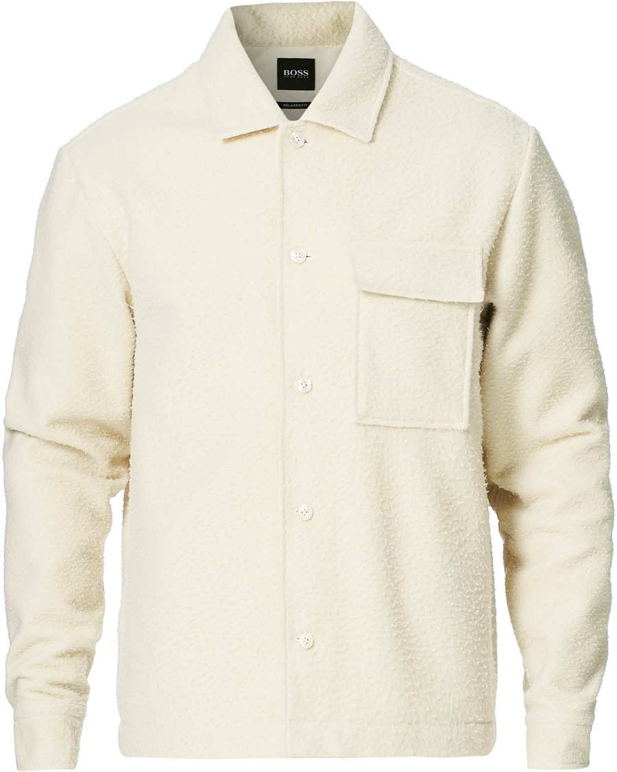 Heren | Truien | BOSS BLACK | BOSS Nolan Boiled Wool Full Zip Sweater Open White