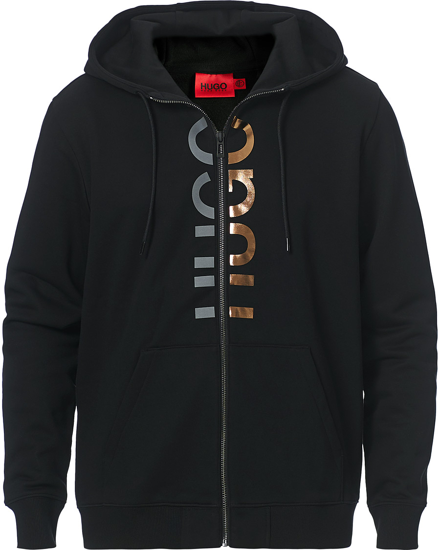 Heren | Truien | HUGO | Dellar Glossy Logo Full Zip Hoodie Black