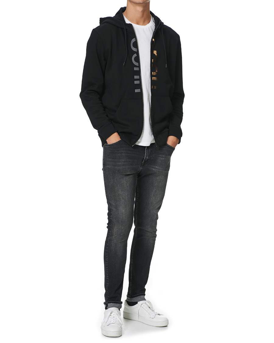 Heren | Truien | HUGO | Dellar Glossy Logo Full Zip Hoodie Black
