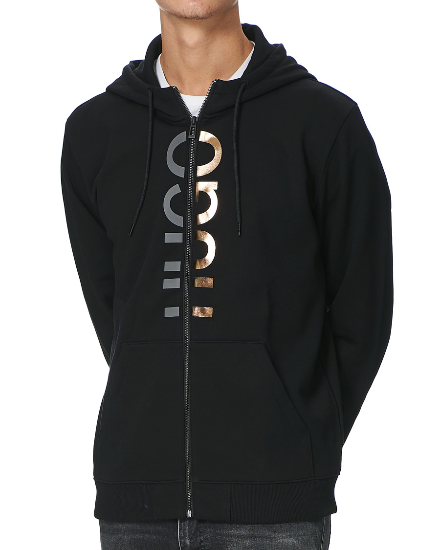 Heren | Truien | HUGO | Dellar Glossy Logo Full Zip Hoodie Black