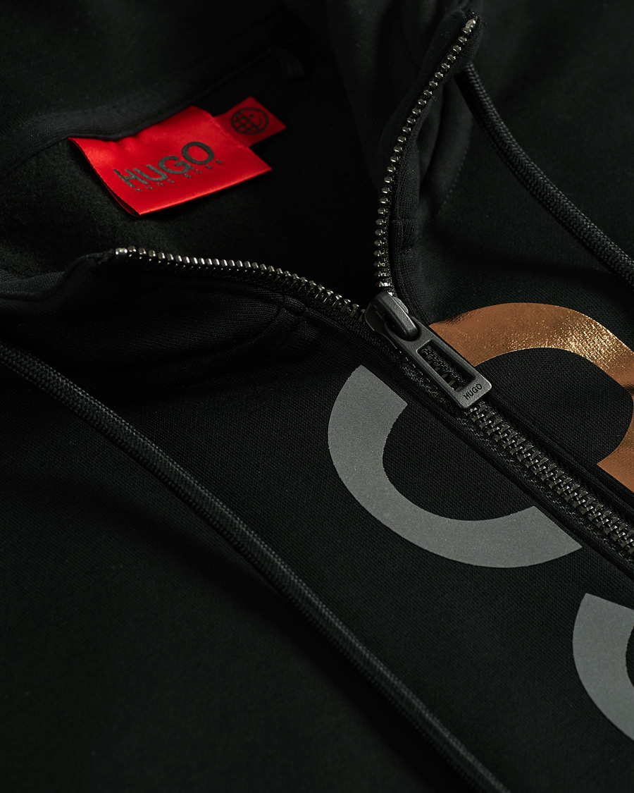 Heren | Truien | HUGO | Dellar Glossy Logo Full Zip Hoodie Black