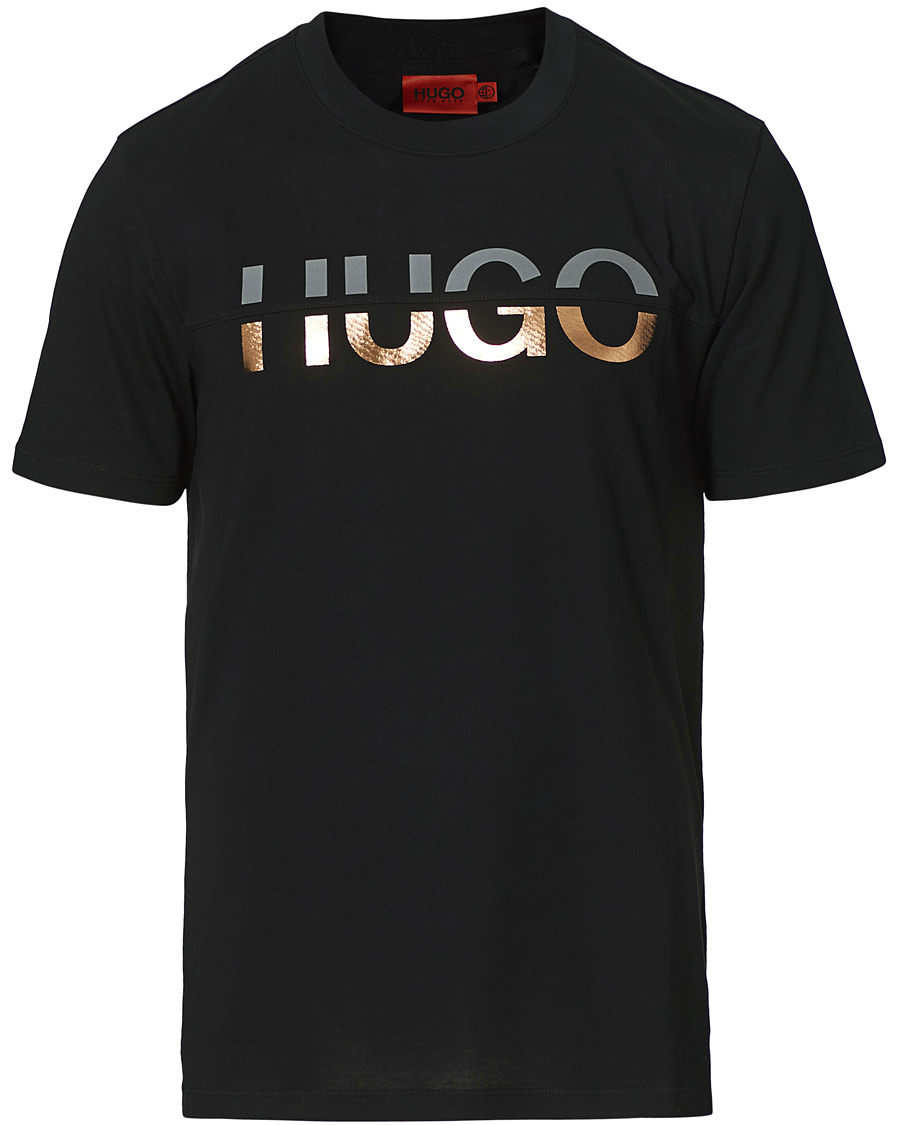 Heren | T-shirts | HUGO | Denghis Glossy Logo Crew Neck Tee Black