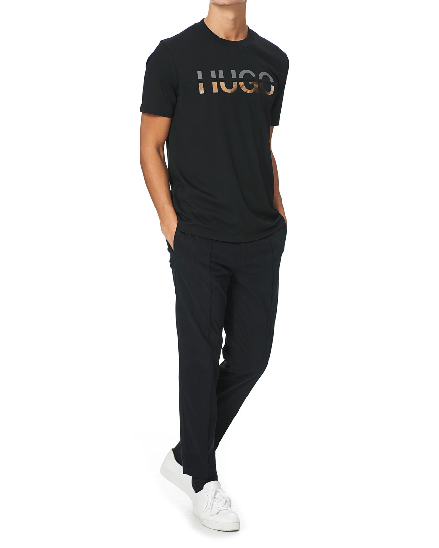 Heren | T-shirts | HUGO | Denghis Glossy Logo Crew Neck Tee Black
