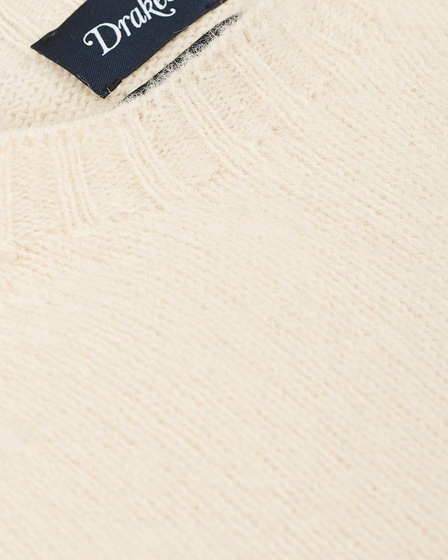 Heren | Truien | Drake's | Shetland Crew Neck Jumper Ecru