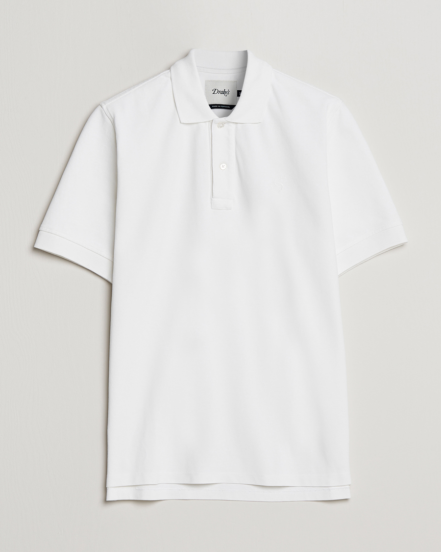Heren | Drake's | Drake's | Short Sleeve Pique Polo White