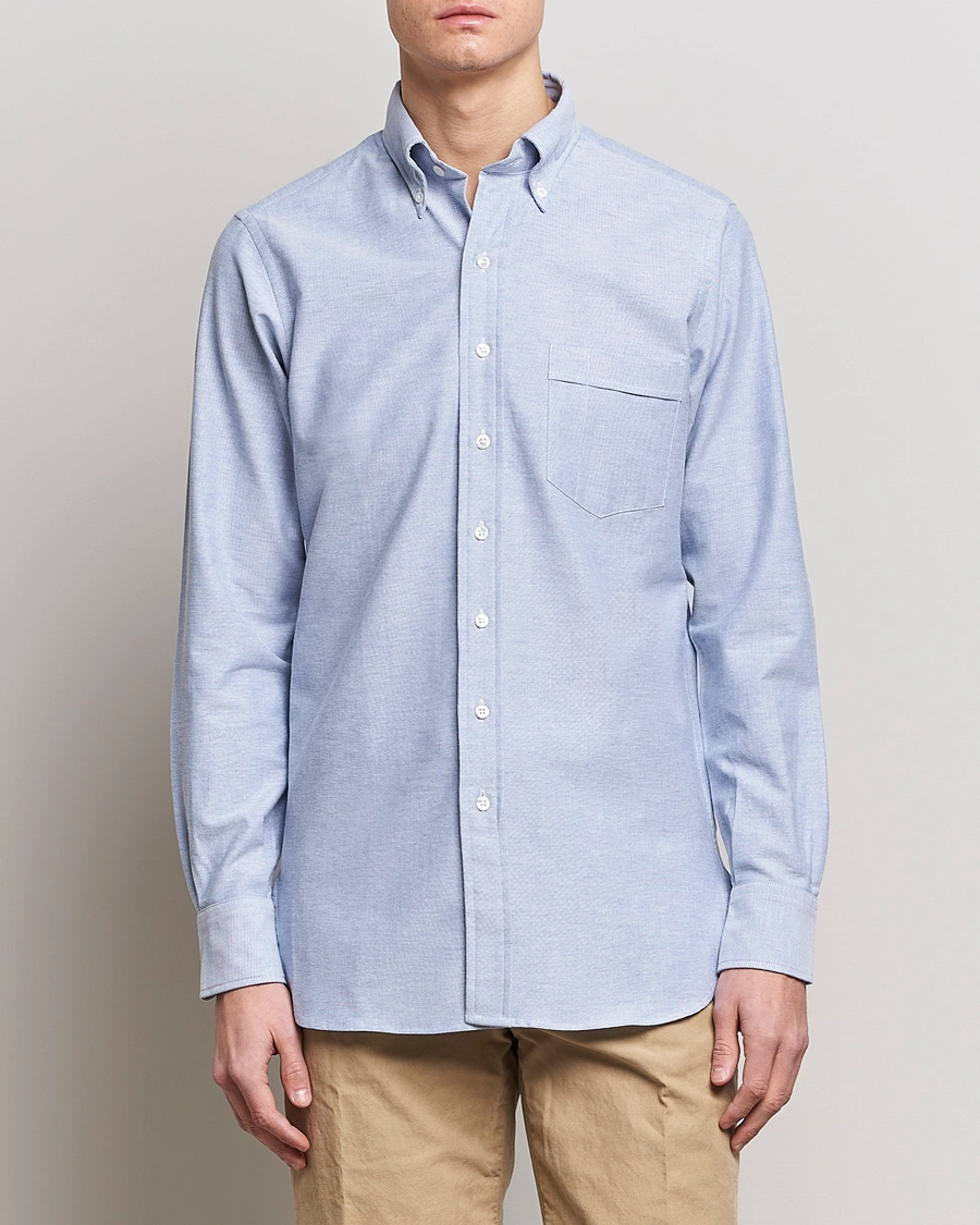 Heren | Overhemden | Drake's | Button Down Oxford Shirt Blue