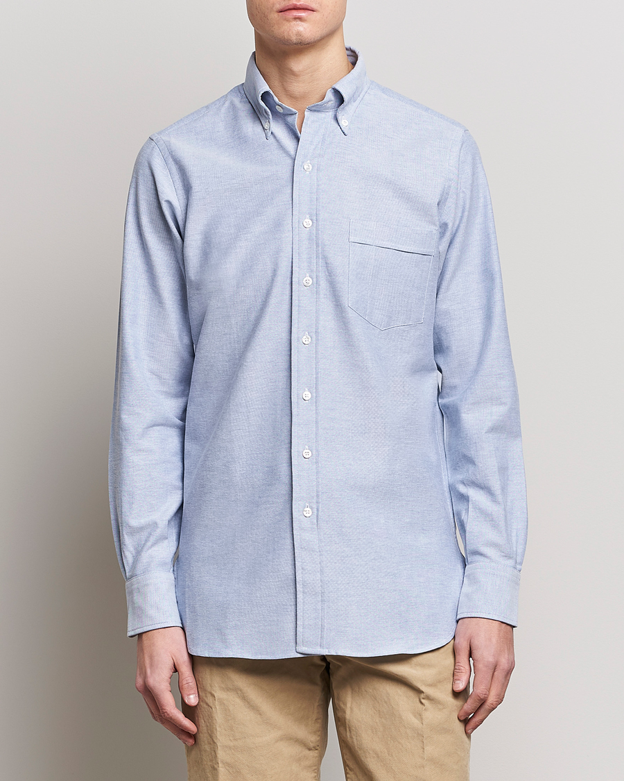 Heren | Drake's | Drake's | Button Down Oxford Shirt Blue