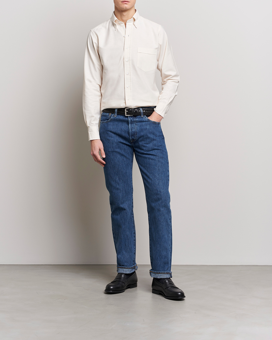 Heren | Overhemden | Drake's | Button Down Oxford Shirt Cream