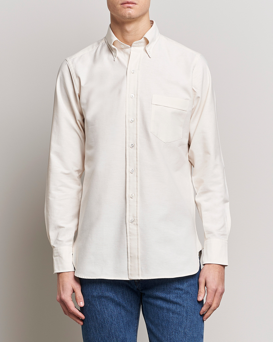 Heren | Casual | Drake\'s | Button Down Oxford Shirt Cream