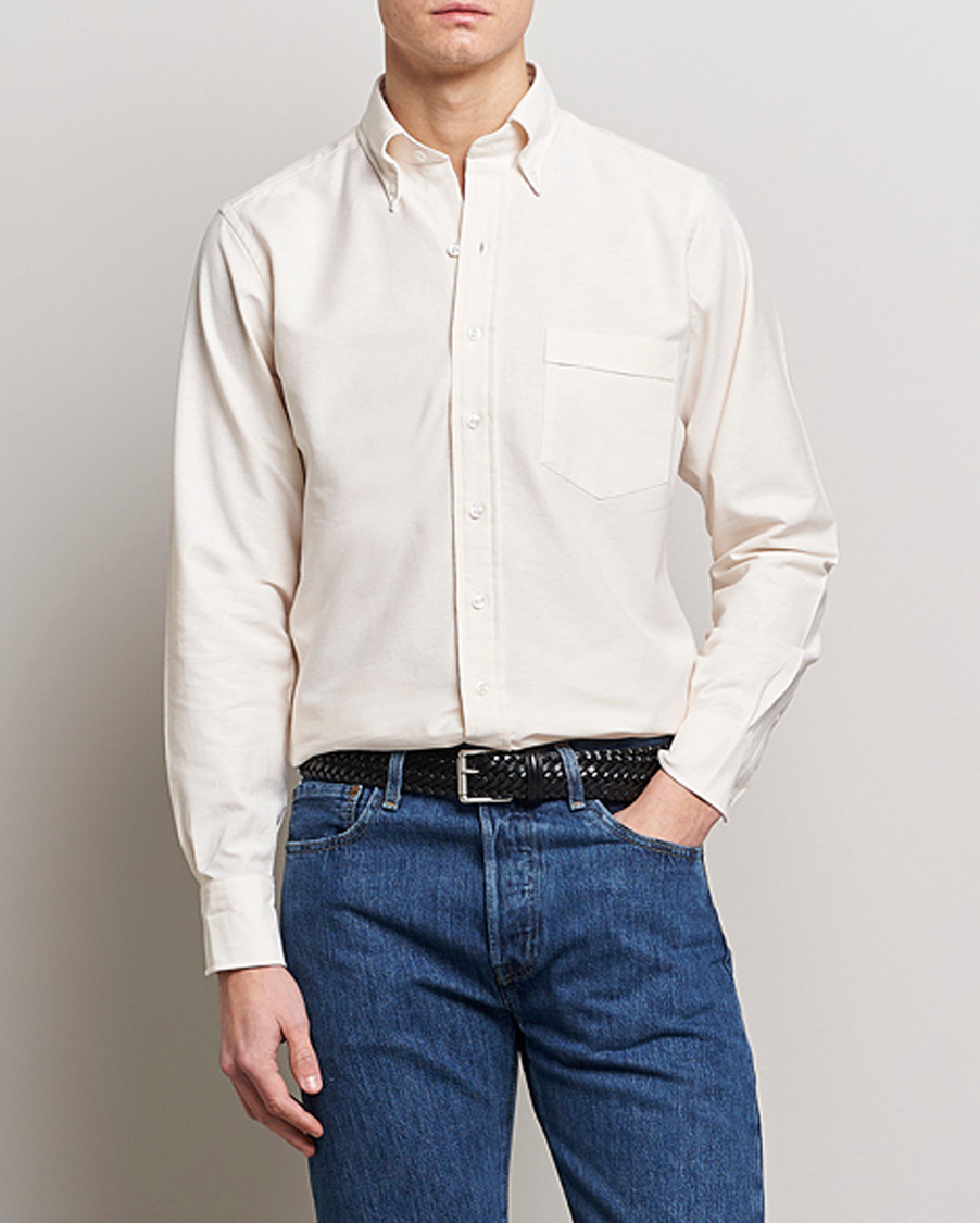 Heren | Overhemden | Drake's | Button Down Oxford Shirt Cream