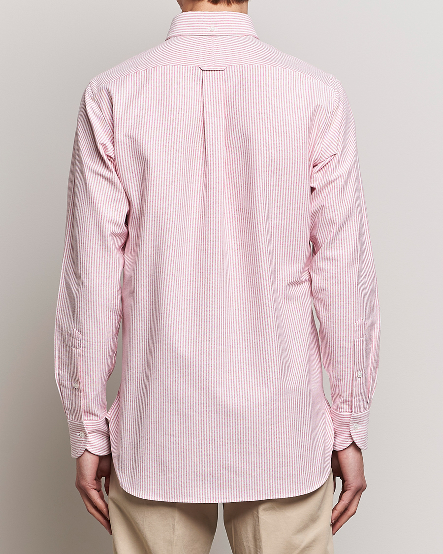 Heren | Overhemden | Drake's | Striped Button Down Oxford Shirt White/Red