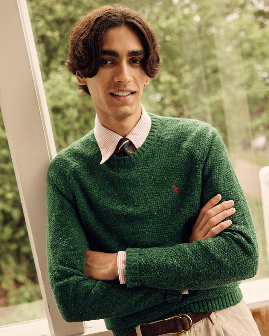 Heren | Overhemden | Drake's | Striped Button Down Oxford Shirt White/Red