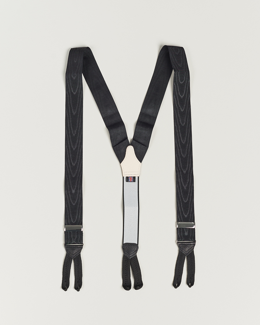 Heren | Albert Thurston Moiré Braces 40mm Black | Albert Thurston | Moiré Braces 40mm Black