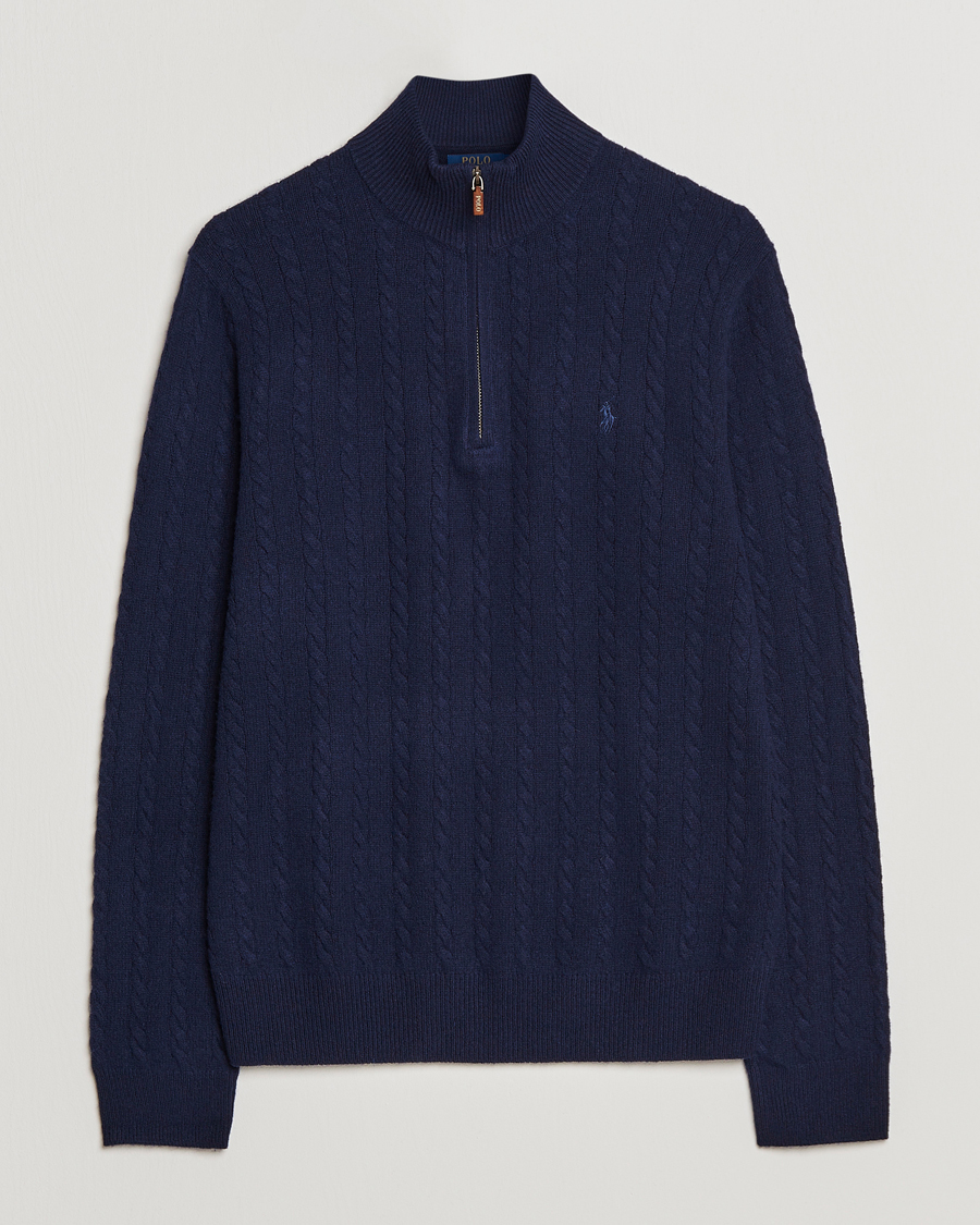 Heren | Truien | Polo Ralph Lauren | Cotton/Wool Cable Half-Zip Hunter Navy
