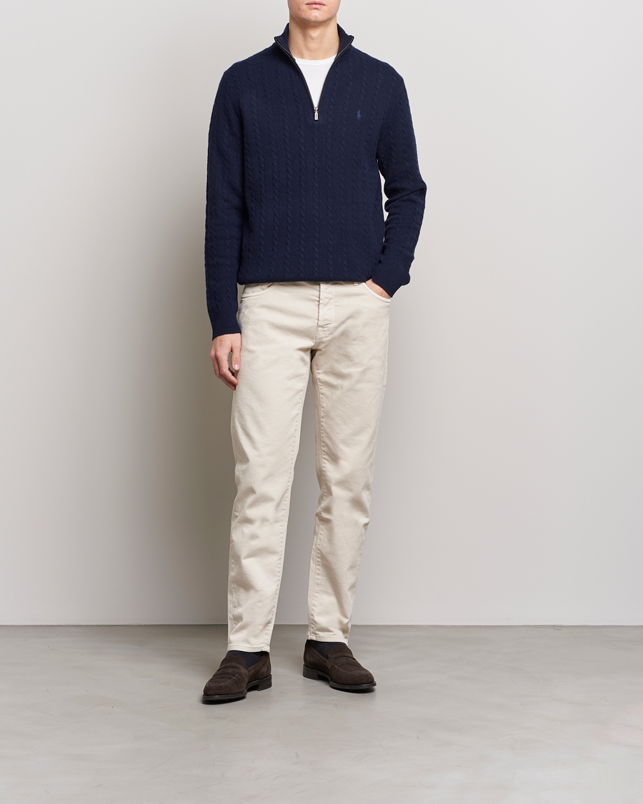 Heren | Truien | Polo Ralph Lauren | Cotton/Wool Cable Half-Zip Hunter Navy