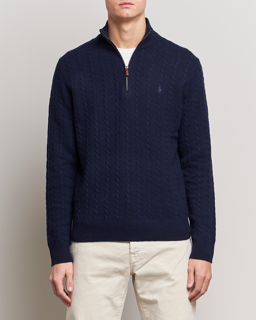 Heren | Truien | Polo Ralph Lauren | Cotton/Wool Cable Half-Zip Hunter Navy