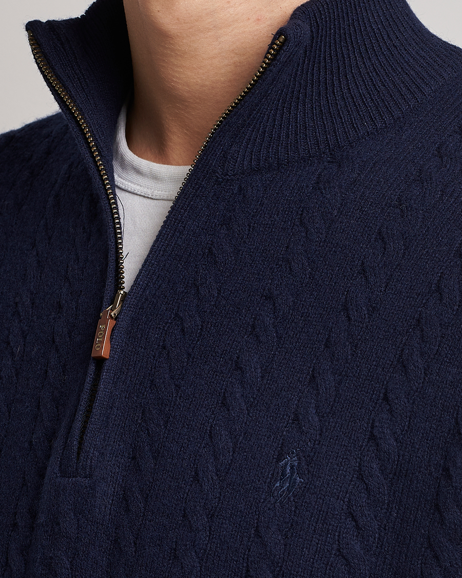 Heren | Truien | Polo Ralph Lauren | Cotton/Wool Cable Half-Zip Hunter Navy
