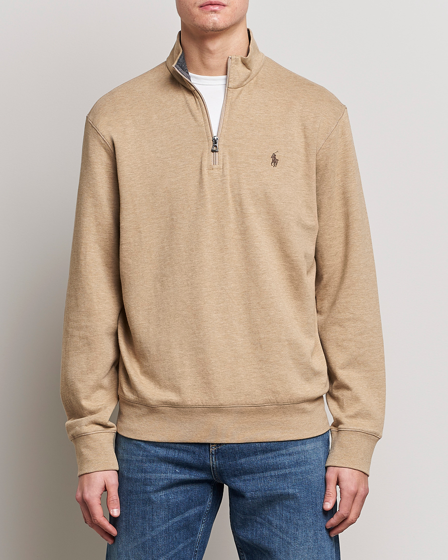 Heren | Truien | Polo Ralph Lauren | Double Knit Half-Zip Sweater Café Tan Heather