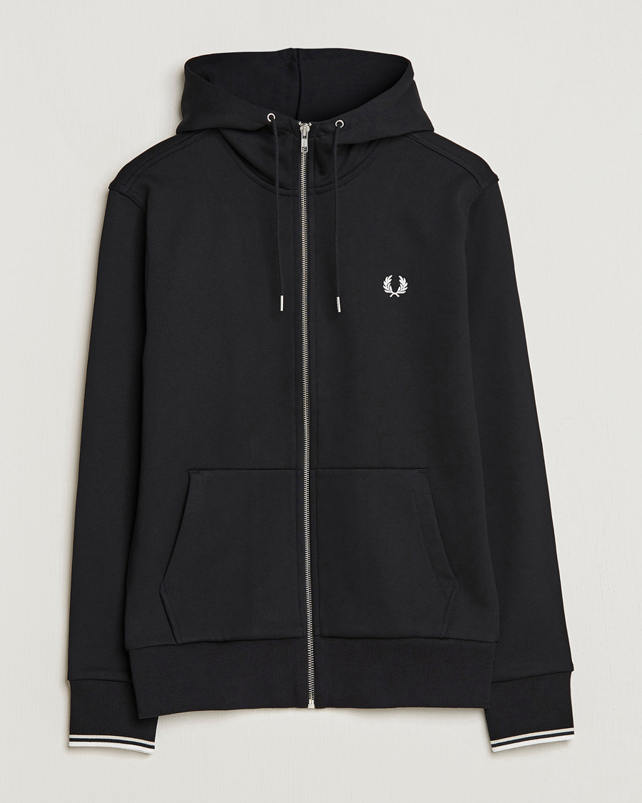 Heren | Truien | Fred Perry | Full Zip Hooded Sweatshirt Black