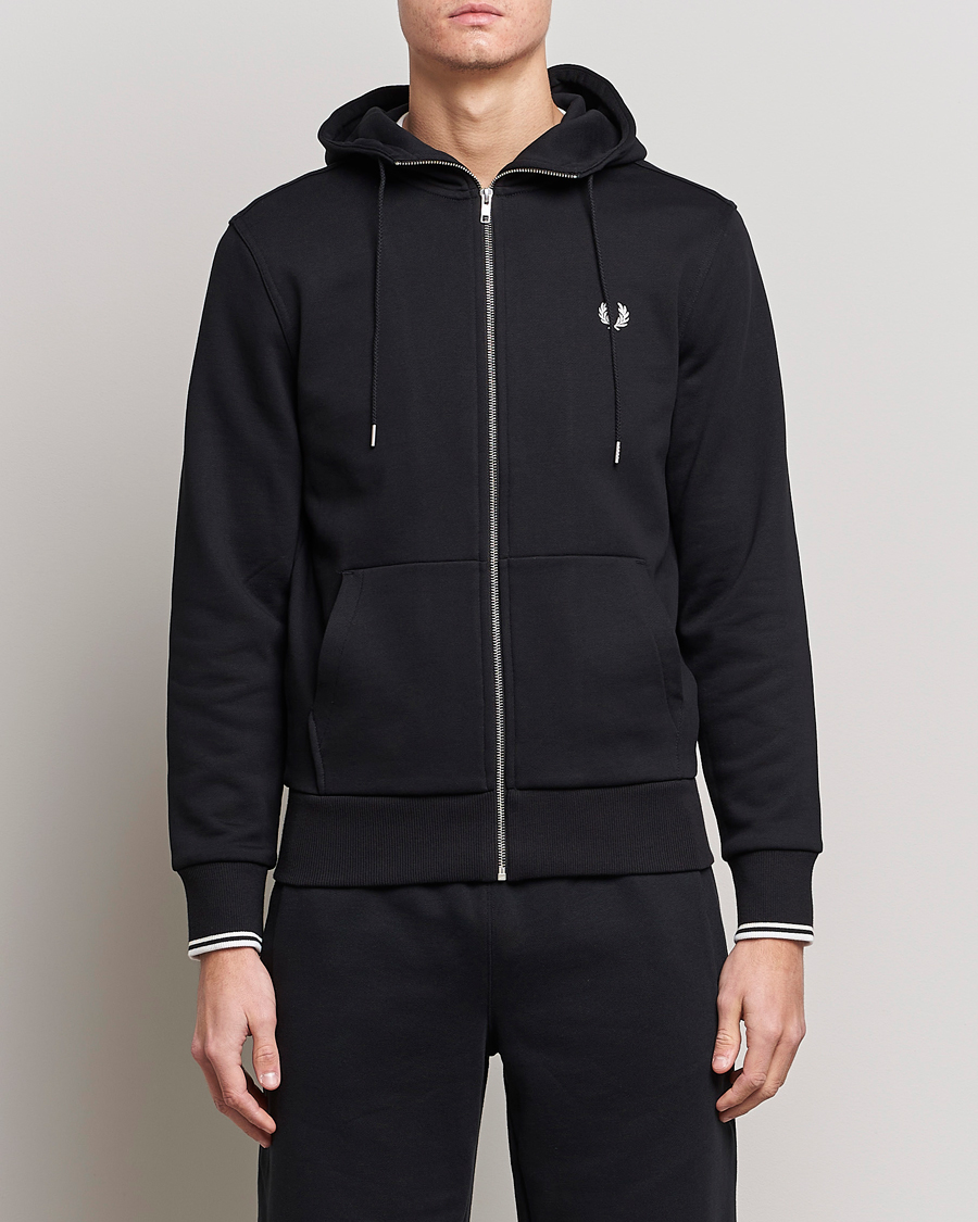 Heren | Truien | Fred Perry | Full Zip Hooded Sweatshirt Black
