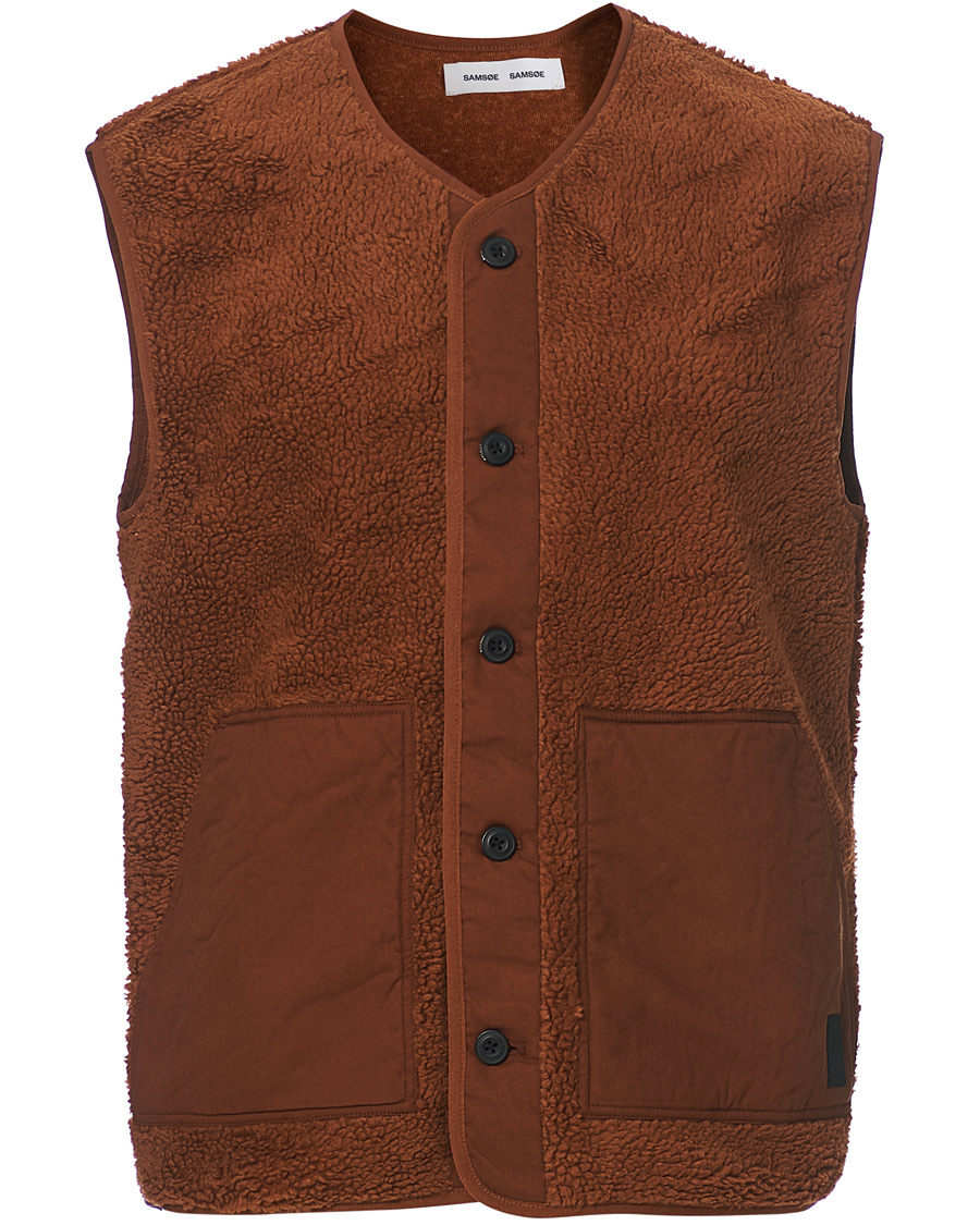 Heren | Truien | Samsøe Samsøe | Samsøe & Samsøe Frederik Recycled Fleece Vest Caramel Cafe