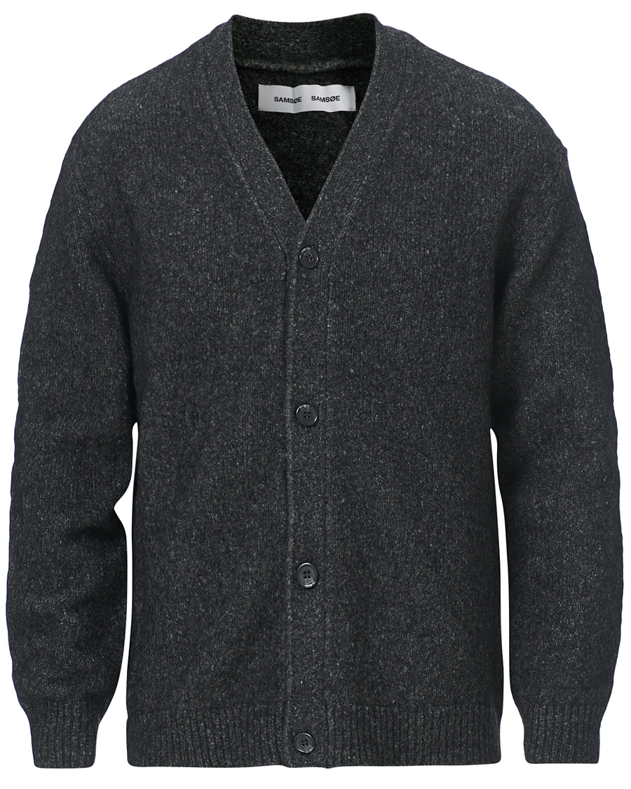 Heren | Truien | Samsøe Samsøe | Samsøe & Samsøe Alter Merino Wool Cardigan Dark Grey Mel